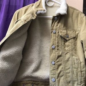 Brandy Melville tan corduroy fuzzy jacket